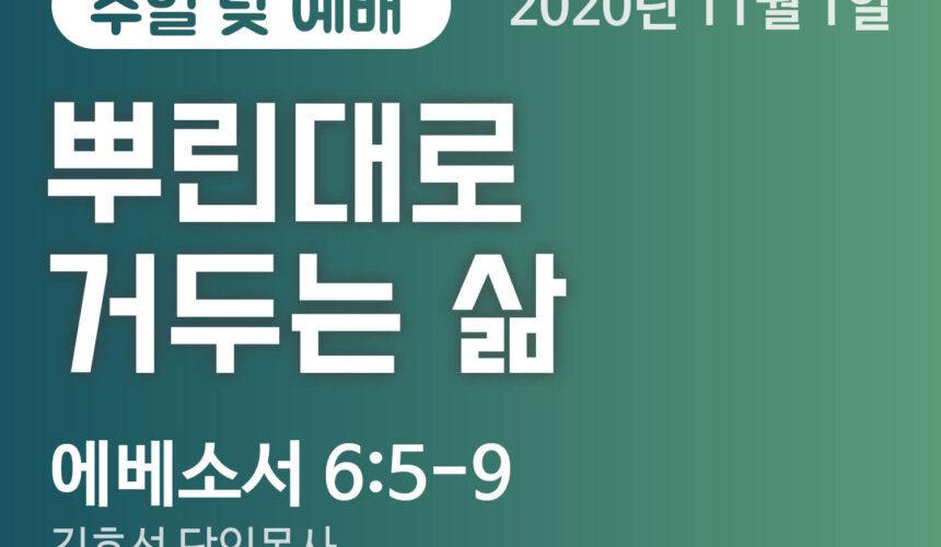 설교말씀(홈페이지)_2020-11-01 (압축) 뿌린대로 거두는 삶