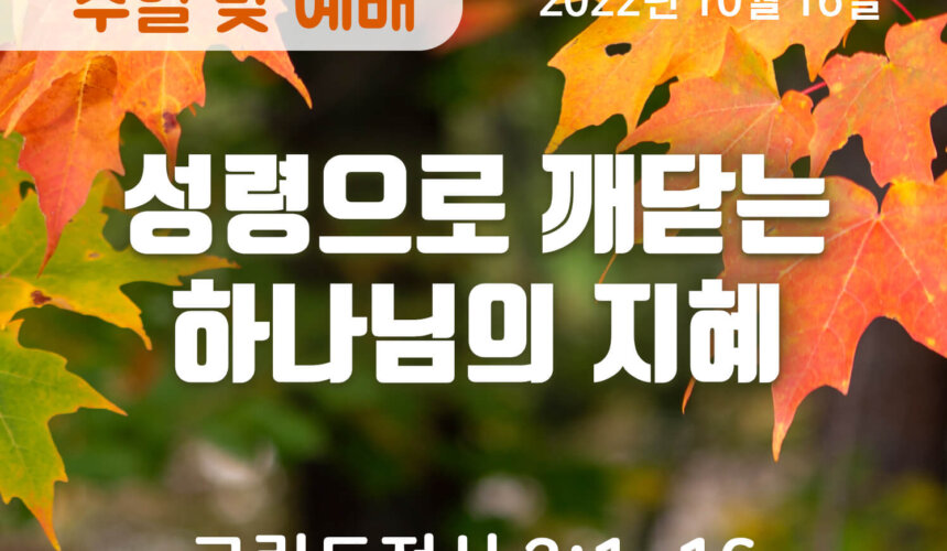 2022-10-16_설교말씀(홈페이지)jpg (1) 성령으로 깨닫는 하나님의 지혜